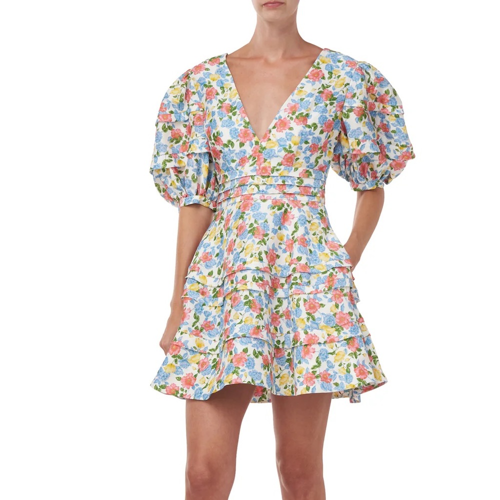 Designer floral mini dress